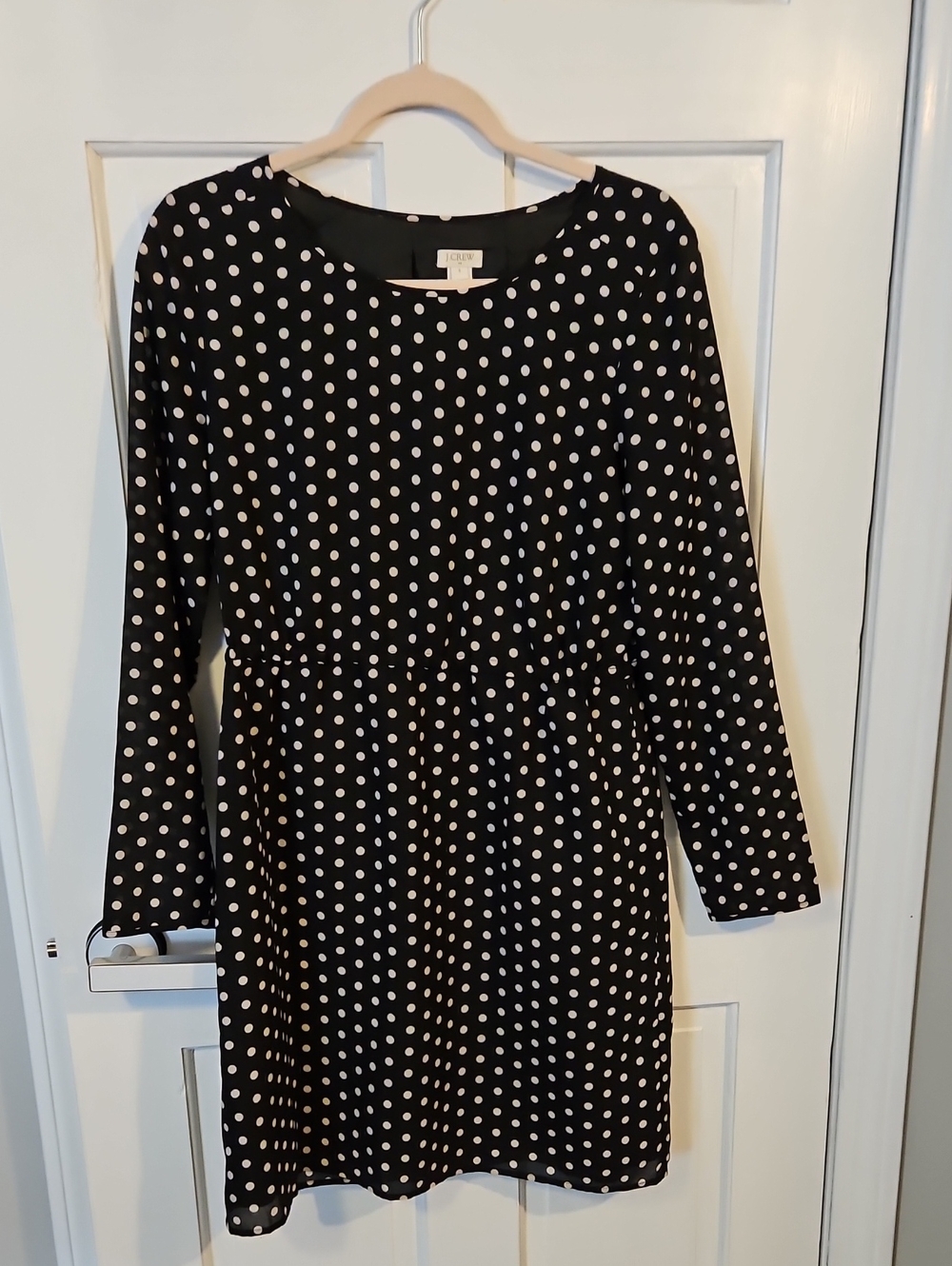 J. Crew Black and White Polka Dot Long Sleeve Dress